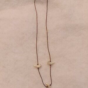 Native American Sterling Fetish Mother Of Pearl Birds Liquid Silver Necklace